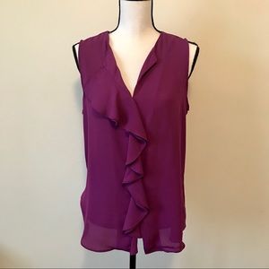 Apt 9 sleeveless ruffle blouse purple